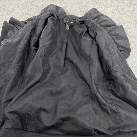 INC International Concepts Snap Jacket Ruffled Medium Lined Dark Gray Black - Picture 15 of 16